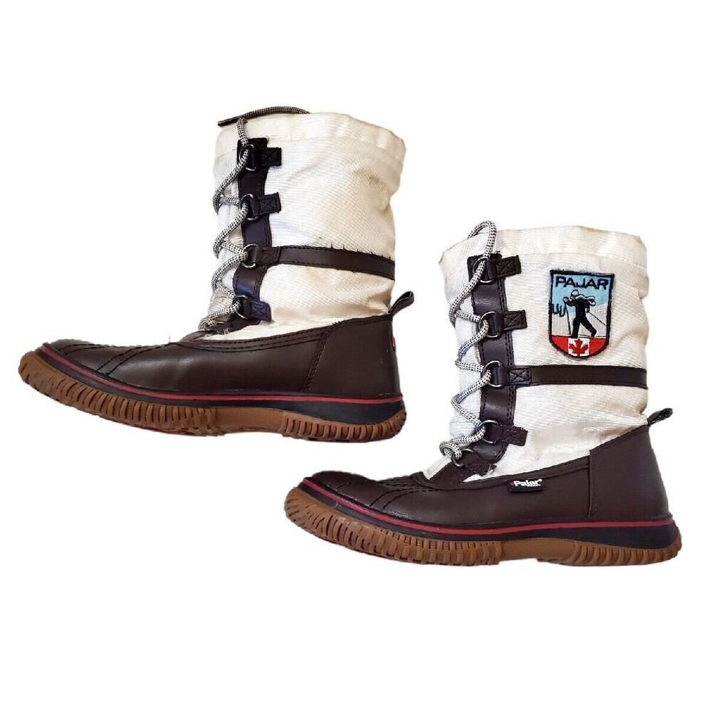 Pajar Grip Mid Calf Waterproof Snow Winter Duck Boots White Womens 6- 6.5 Shoes